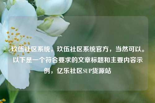 玖伍社区系统，玖伍社区系统官方，当然可以。以下是一个符合要求的文章标题和主要内容示例	，亿乐社区SUP货源站  第1张