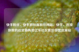 快手粉丝，快手粉丝涨粉丝网站，快手，连接你我的社交新阵地亿乐社区低价自营货源站