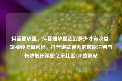 抖音播放量	，抖音播放量达到多少才有收益，短视频流量密码，抖音爆款视频的破圈法则与长效增长策略亿乐社区SUP货源站  第1张